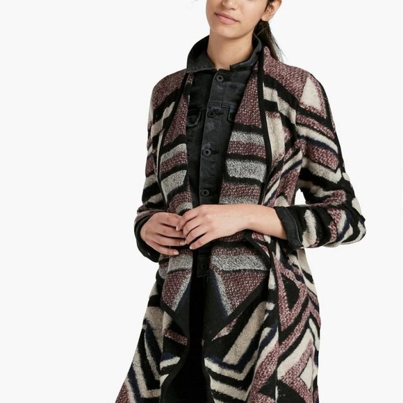 Lucky Brand Cardigan Open Front Sweater Wrap Boho Burgandy SM Last Man Standing - Picture 2 of 11